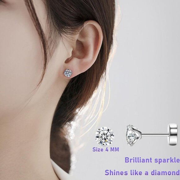 Versatile 6 Pairs Flatback Stud Earrings Set - Hypoallergenic for Everyday Wear - Picture 4 of 6